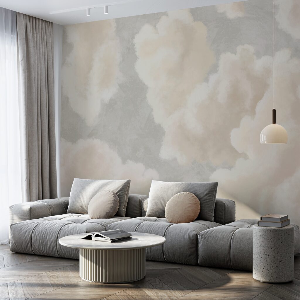 Roomwitte wolken op grijs — interieur 3