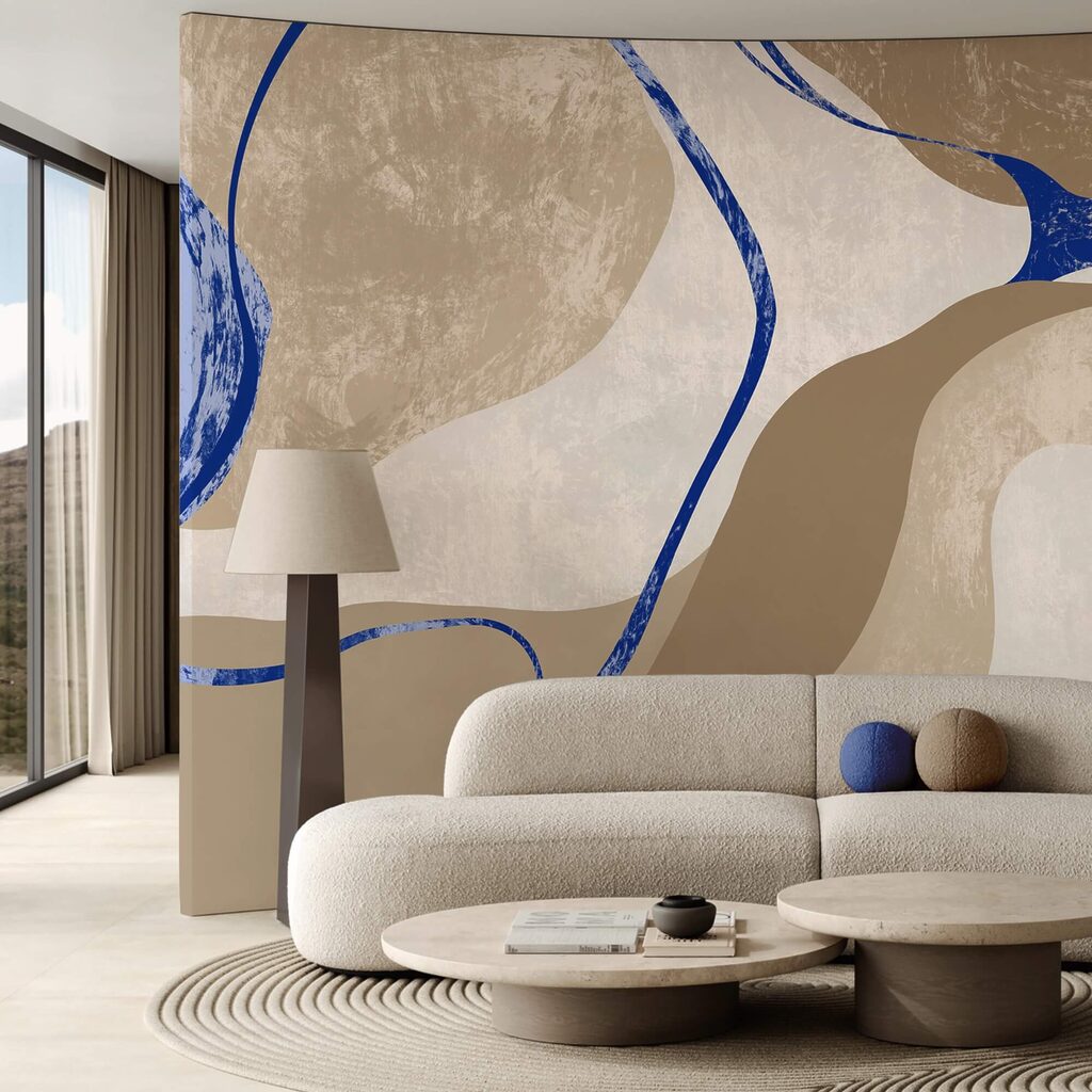 Blauw-wit patroon in een interieur