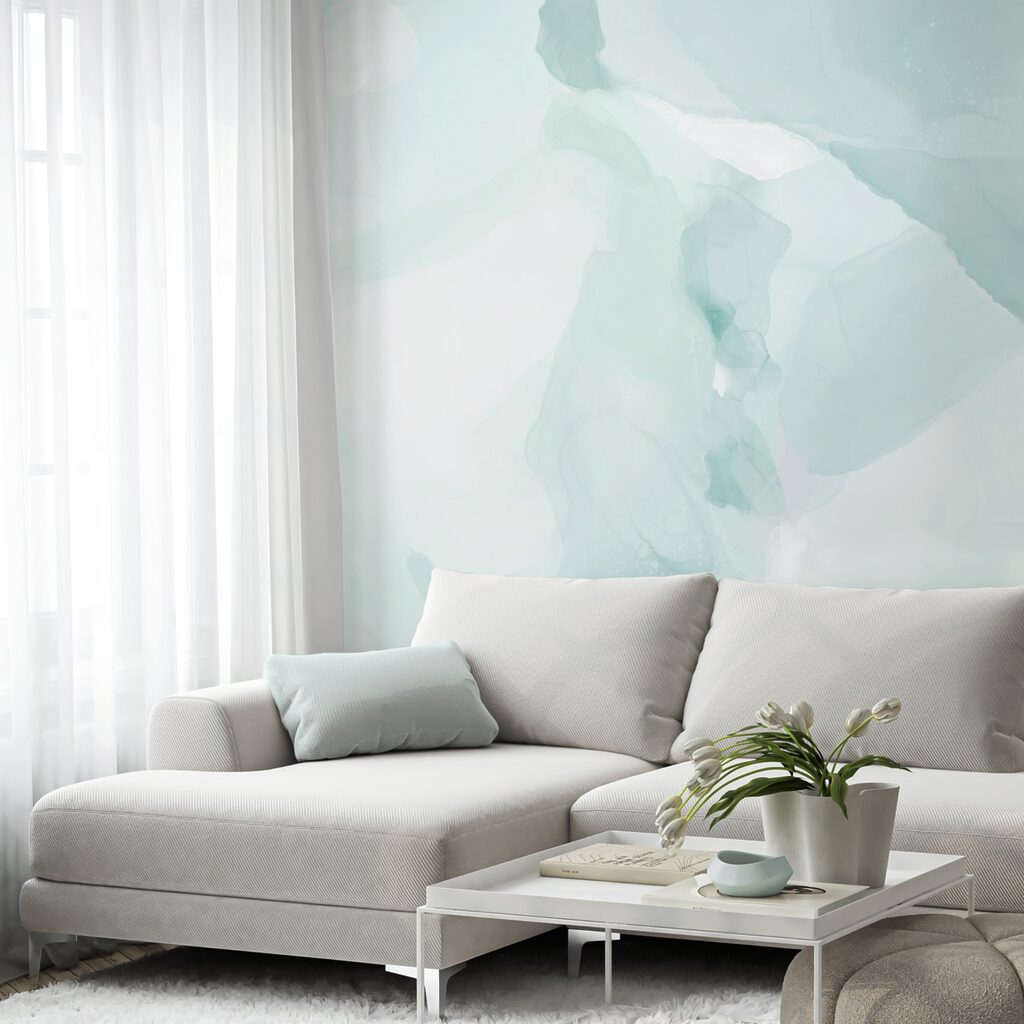 Turquoise sluiers vloeien samen — interieur 2