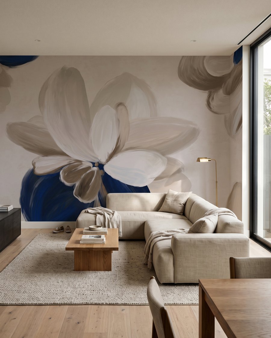 Lichte blaadjes op indigo — interieur 4