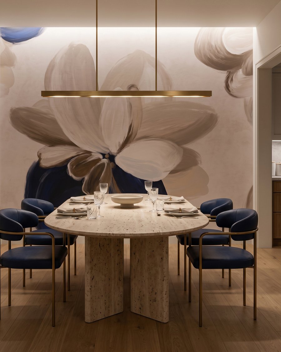 Lichte blaadjes op indigo — interieur 5