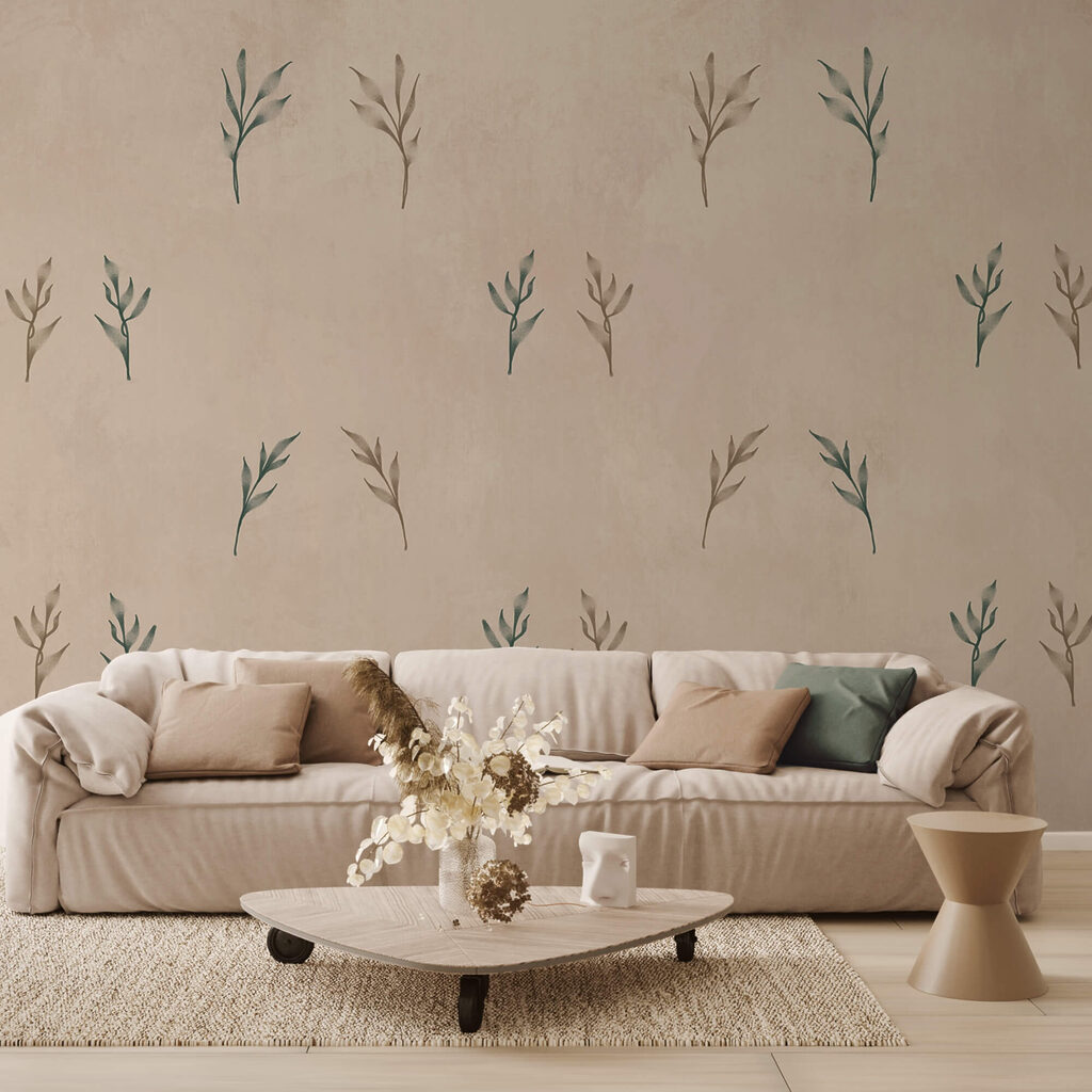 Kleine takjes op zandkleur — interieur 1
