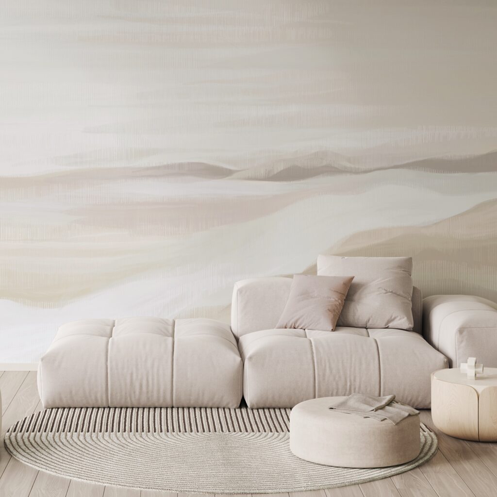 Schilderij van een woestijnlandschap in een interieur