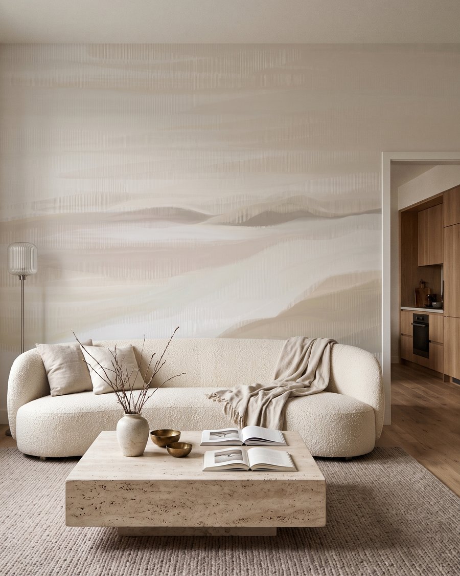 Brede streken langs horizon in een interieur