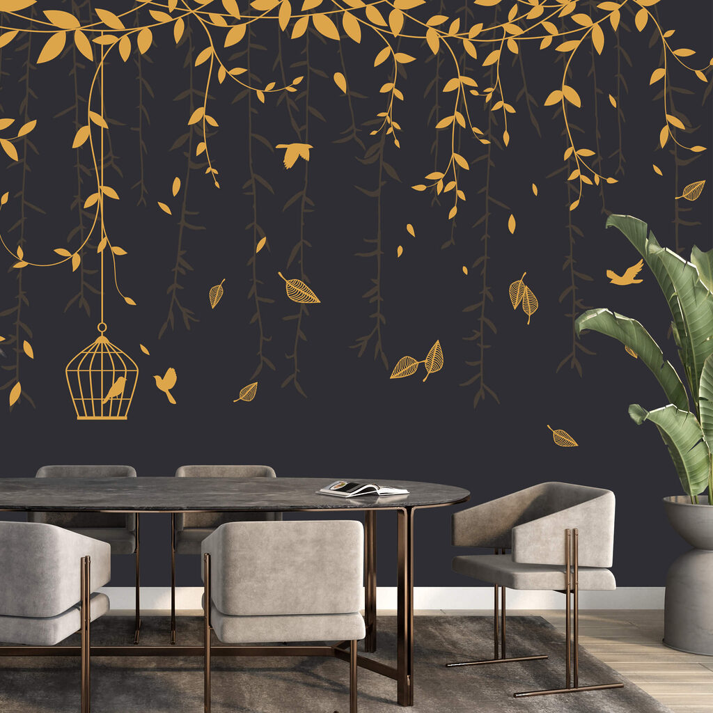 Vogels tussen hangende takjes — interieur 2