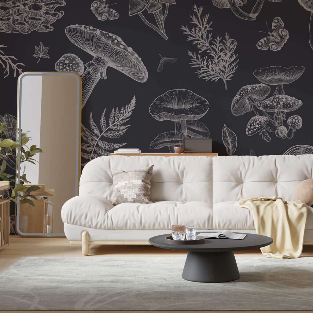 Paddenstoelen in fijne tekenlijnen — interieur 2