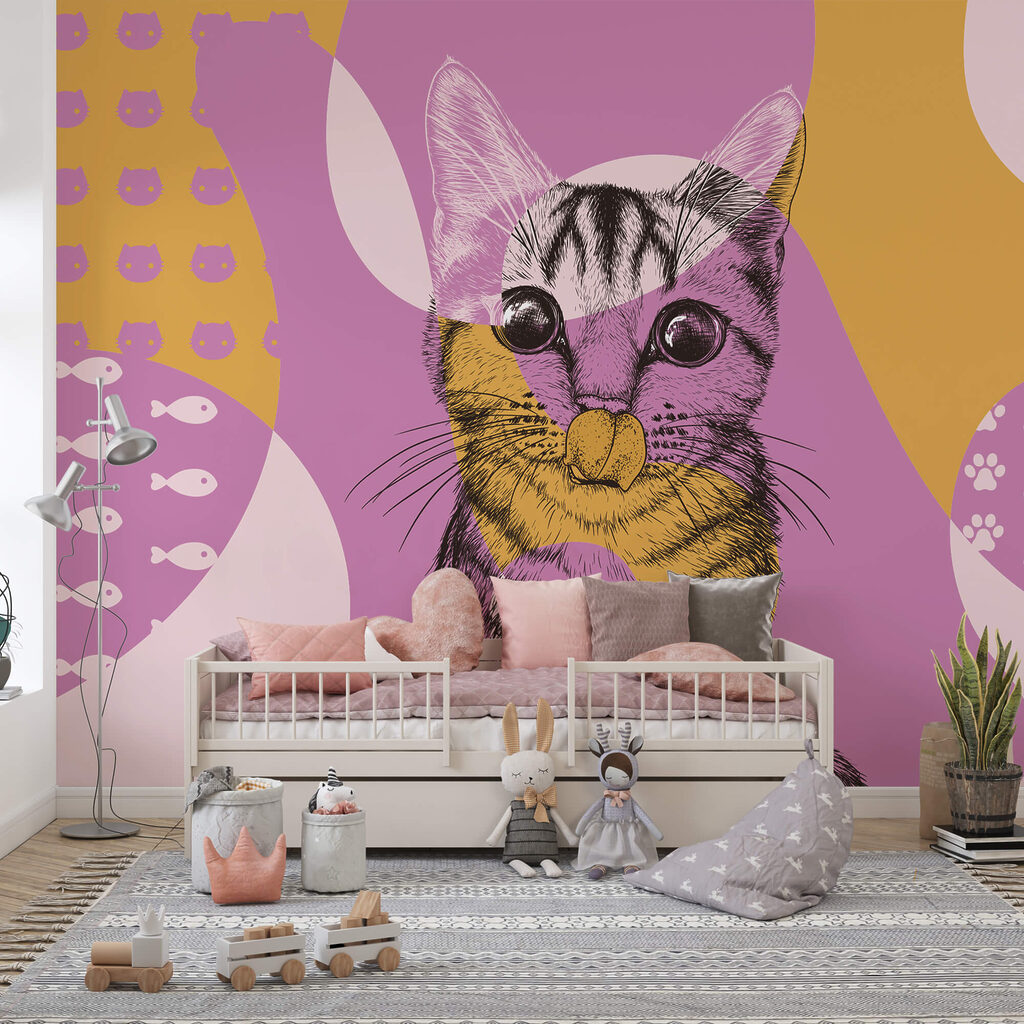 Kat in kleurrijke vormen — interieur 1
