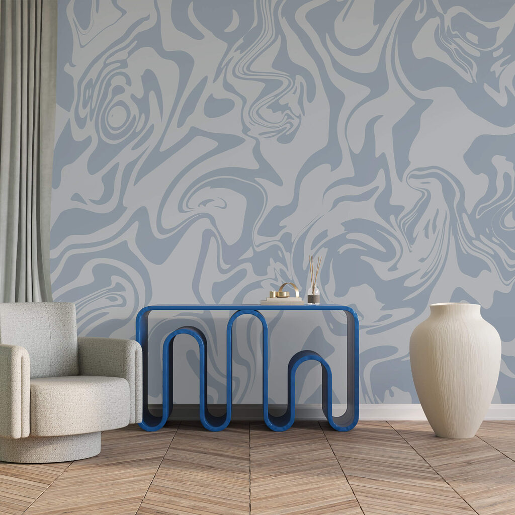 Blauwe wervelingen in beweging — interieur 2