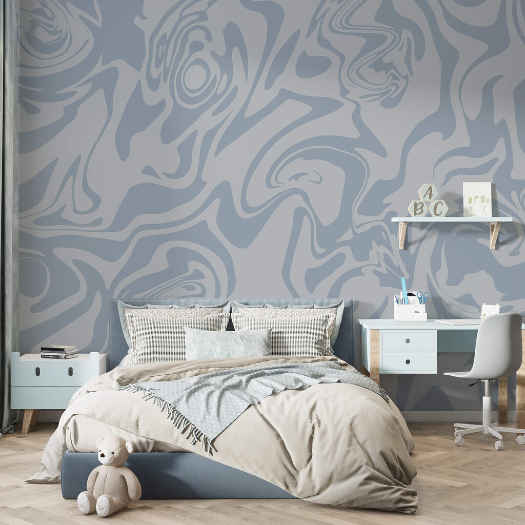 Blauwe wervelingen in beweging — interieur 1