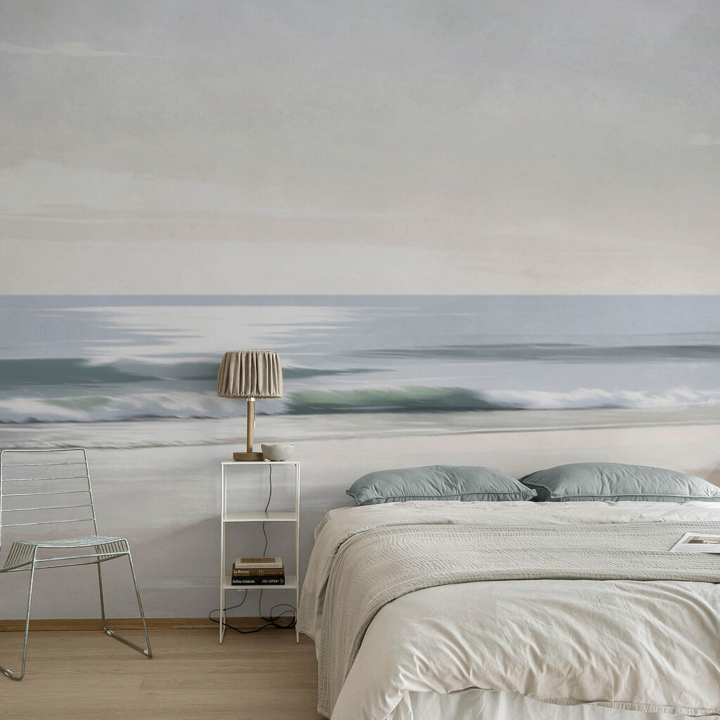 Strand met golven en zand in een interieur