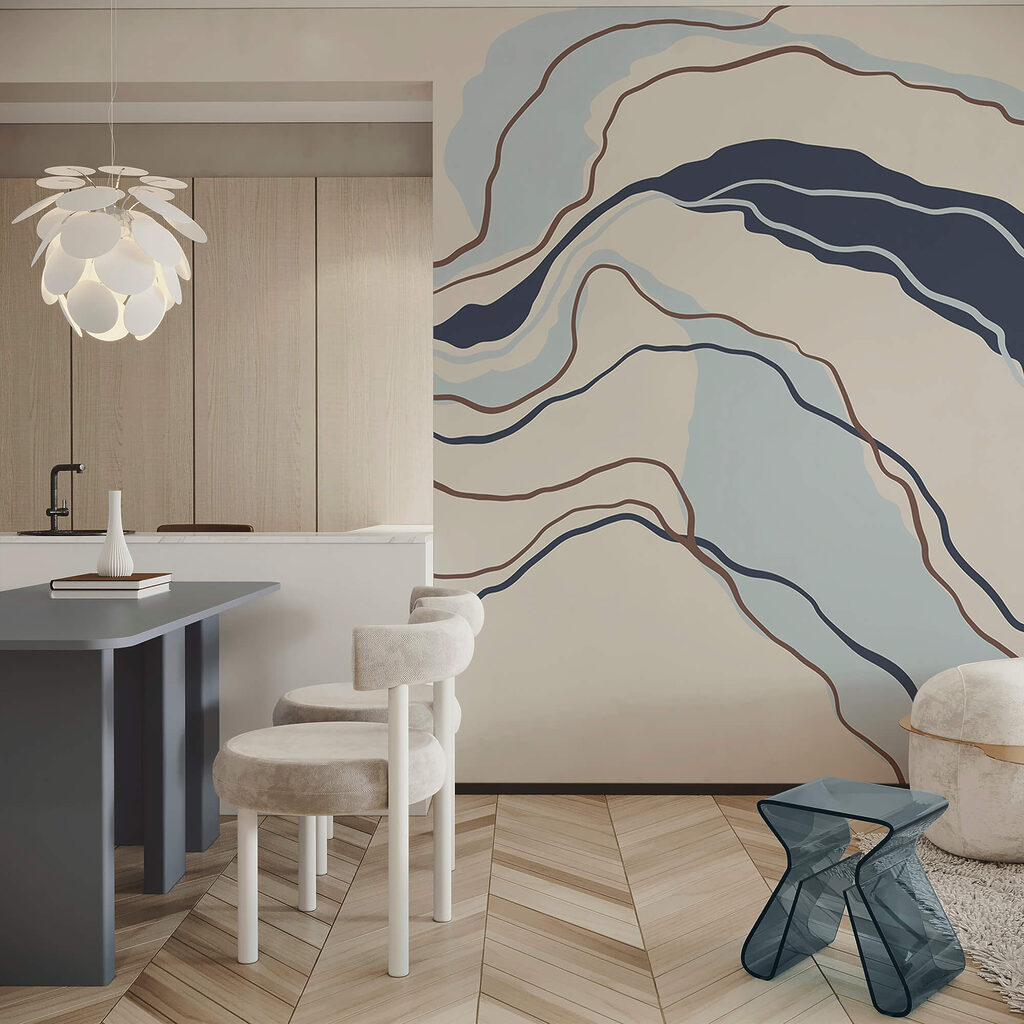 Golvende banen met randlijnen — interieur 3