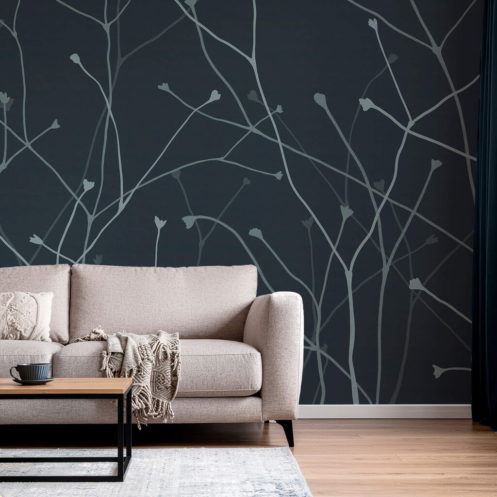 Delicate takken tegen een donkere achtergrond — interieur 1