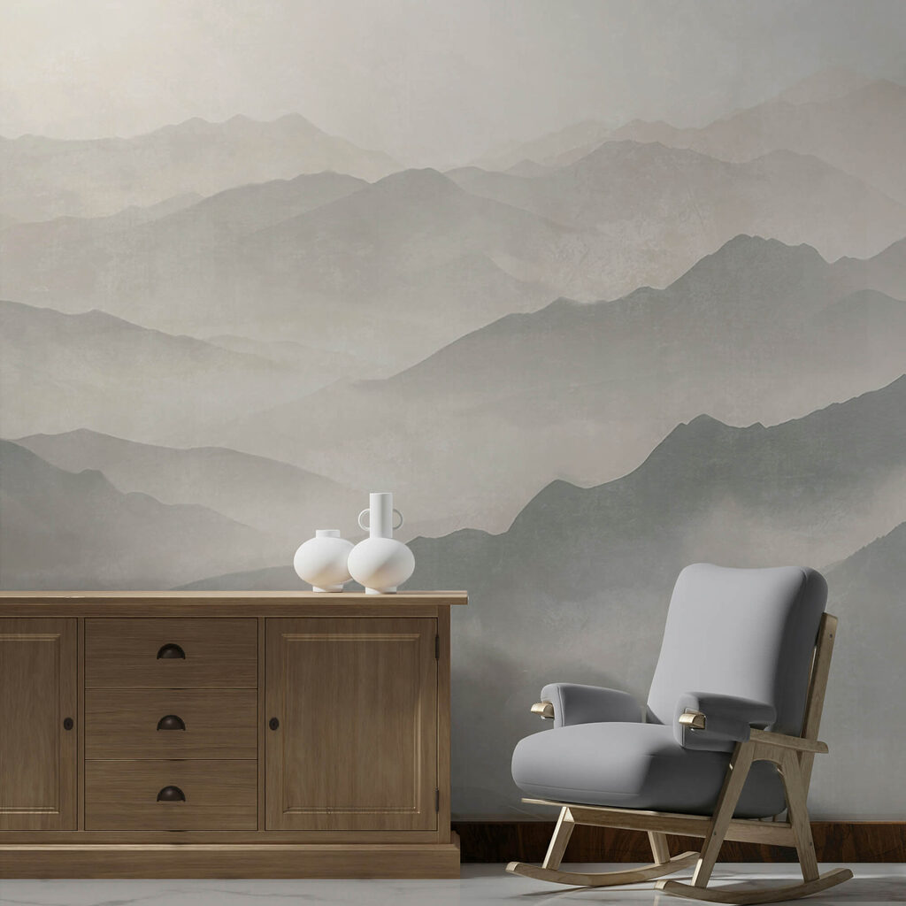 Bergkammen verdwijnen in mist — interieur 2