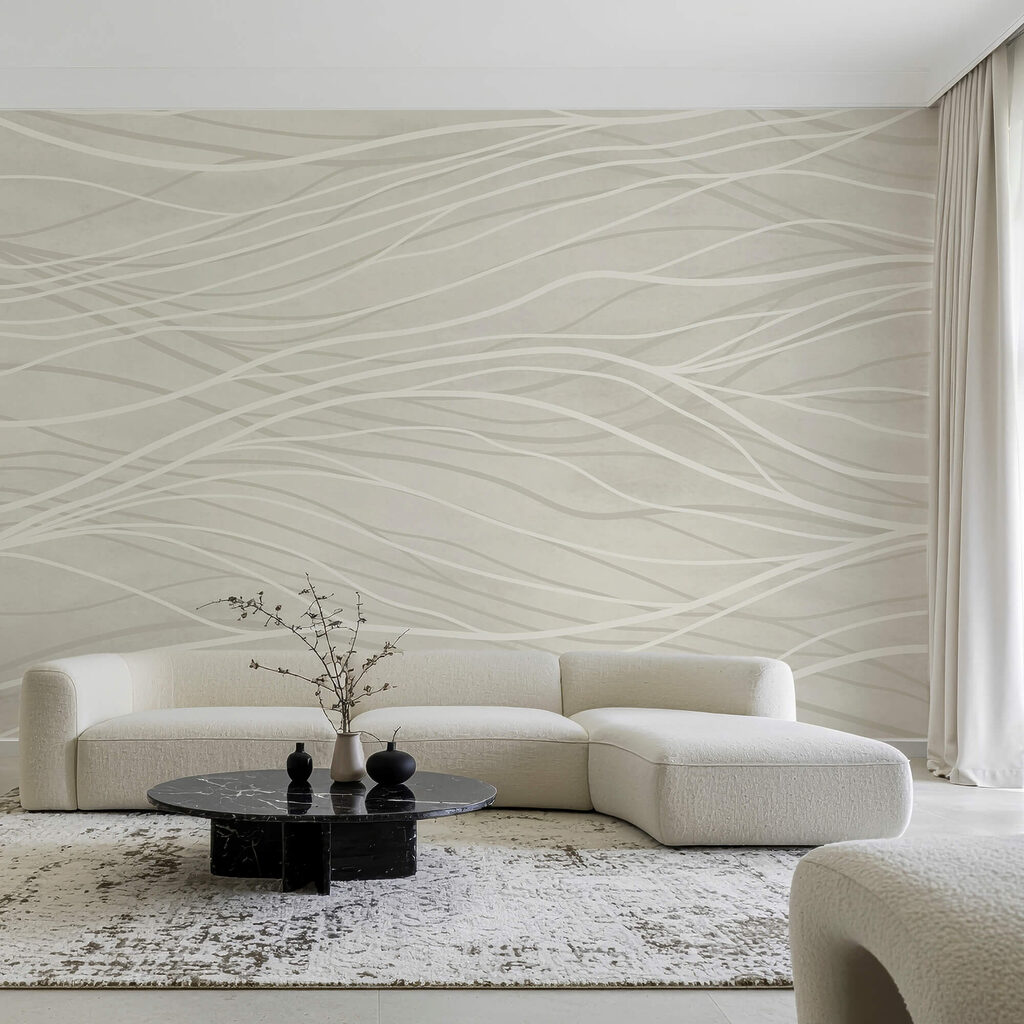 Witte lijnen op een wit oppervlak in een interieur