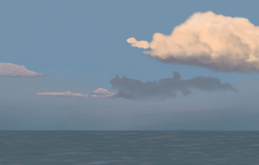 Wolk boven een avondzee — volledig ontwerp