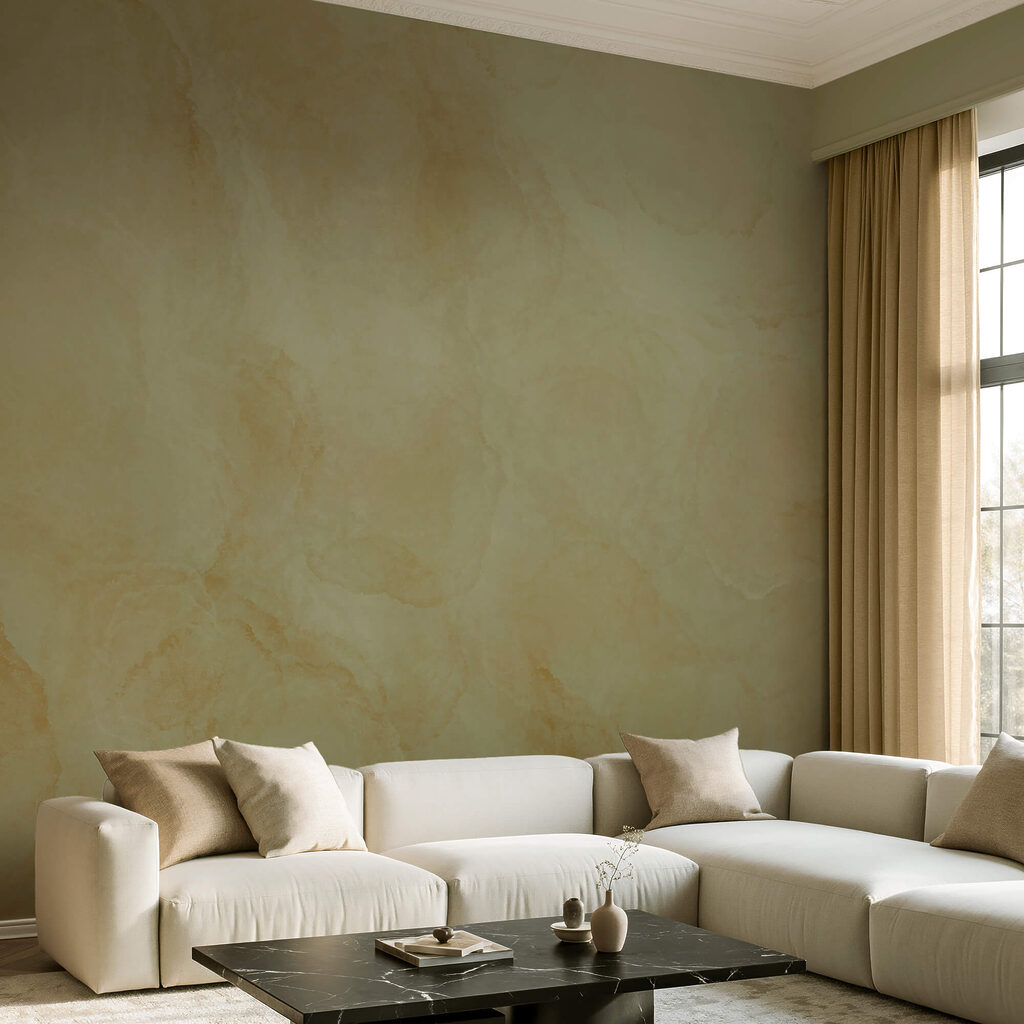 Okerkleurige verfsluiers — interieur 1