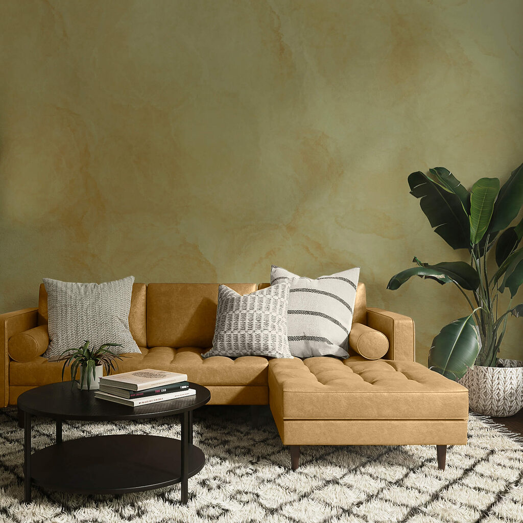 Okerkleurige verfsluiers — interieur 2