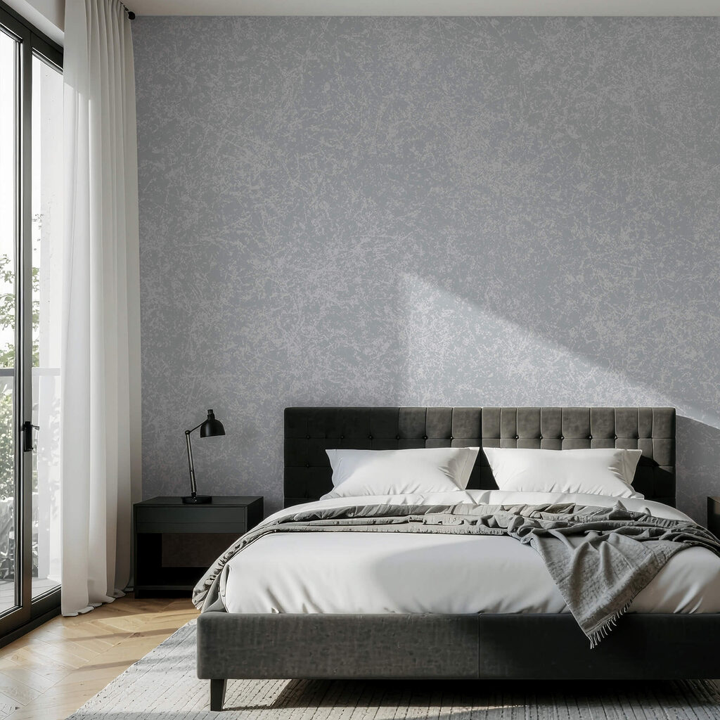 Bleekblauwe verf met spikkels — interieur 2