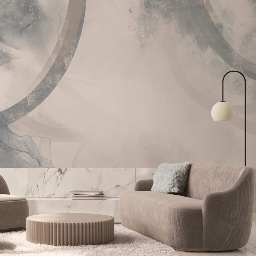 Cirkels over bleke verflagen — interieur 1