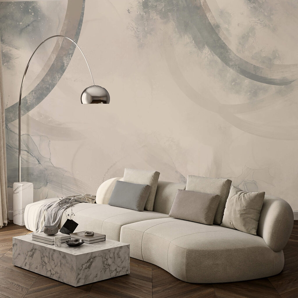 Cirkels over bleke verflagen — interieur 3