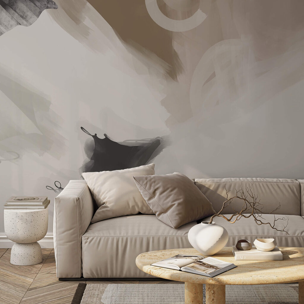 Brede penseelstreken in grijs — interieur 2