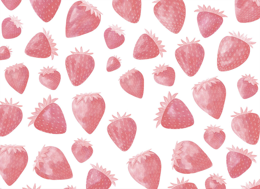 Roze aardbeien als patroon — volledig ontwerp