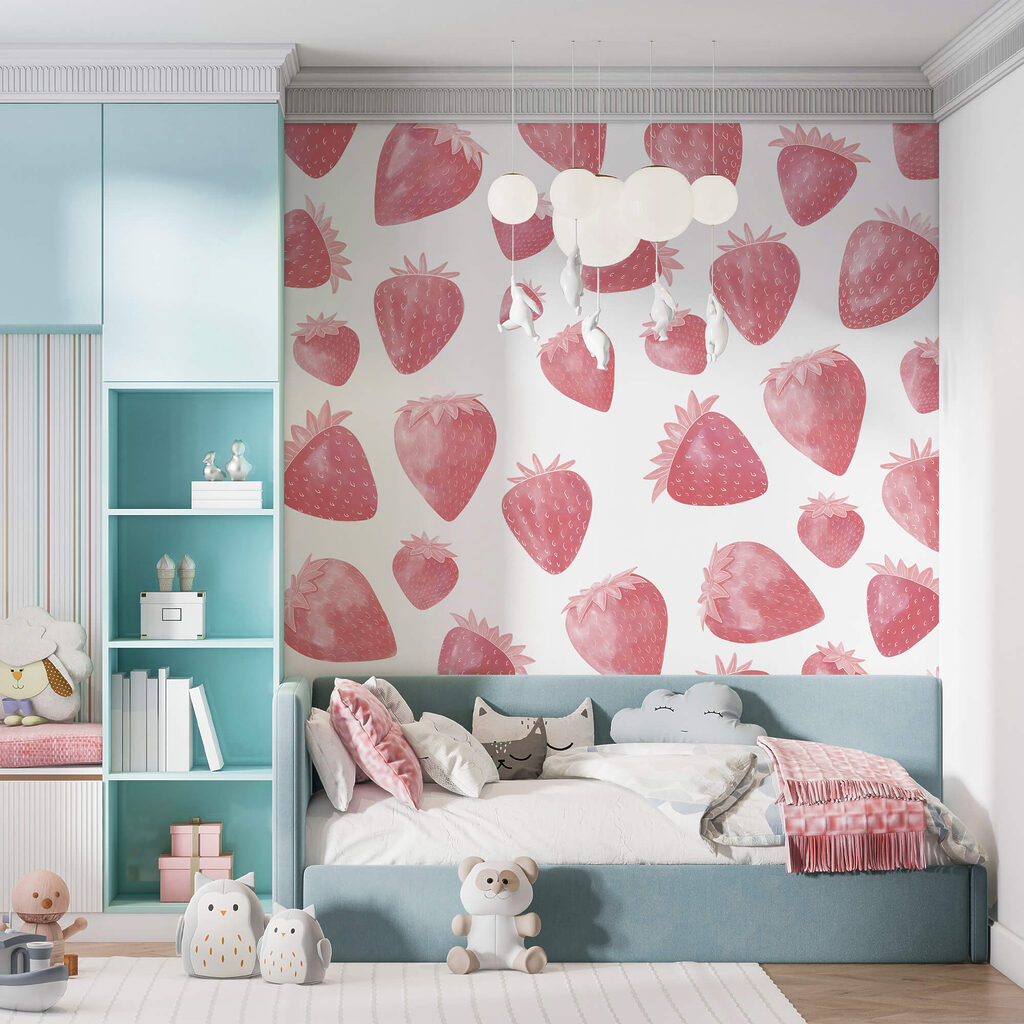 Roze aardbeien als patroon — interieur 2