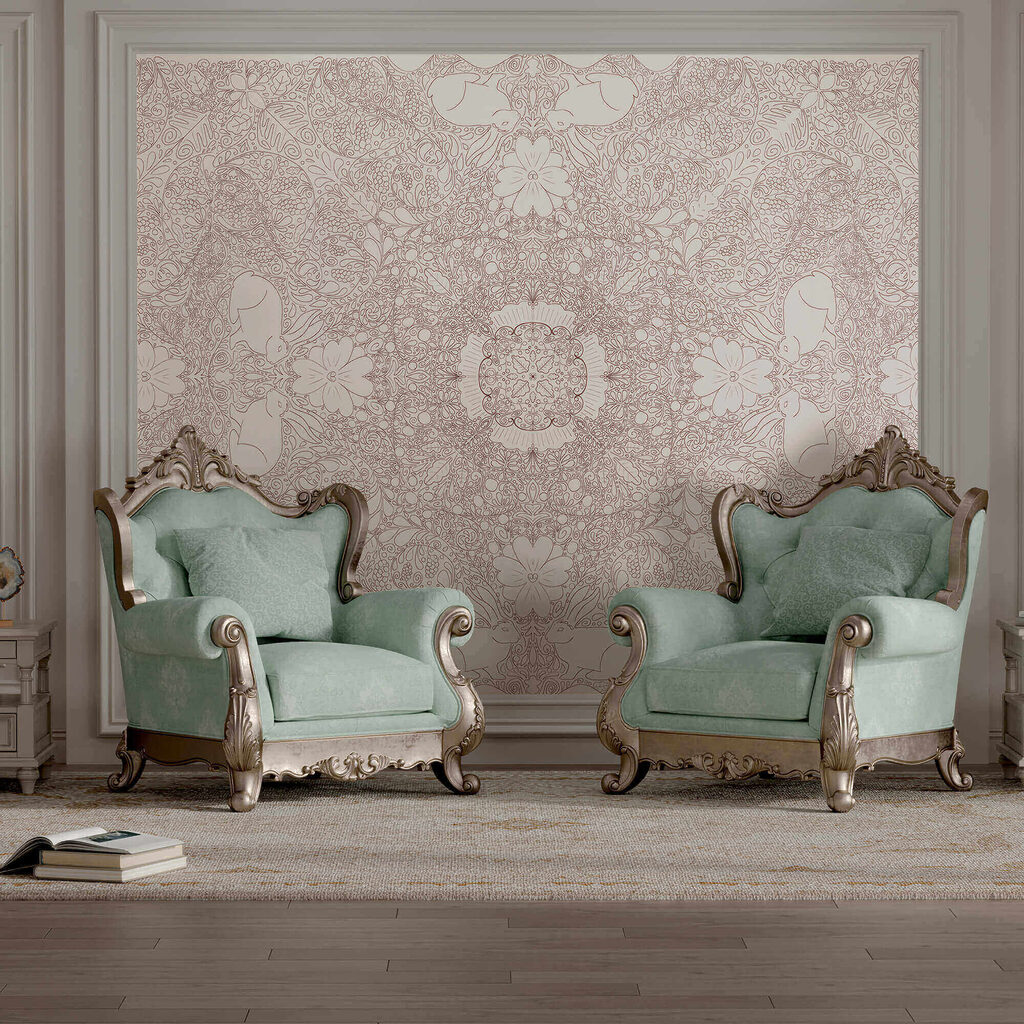 Fijn ornament in oudroze — interieur 1