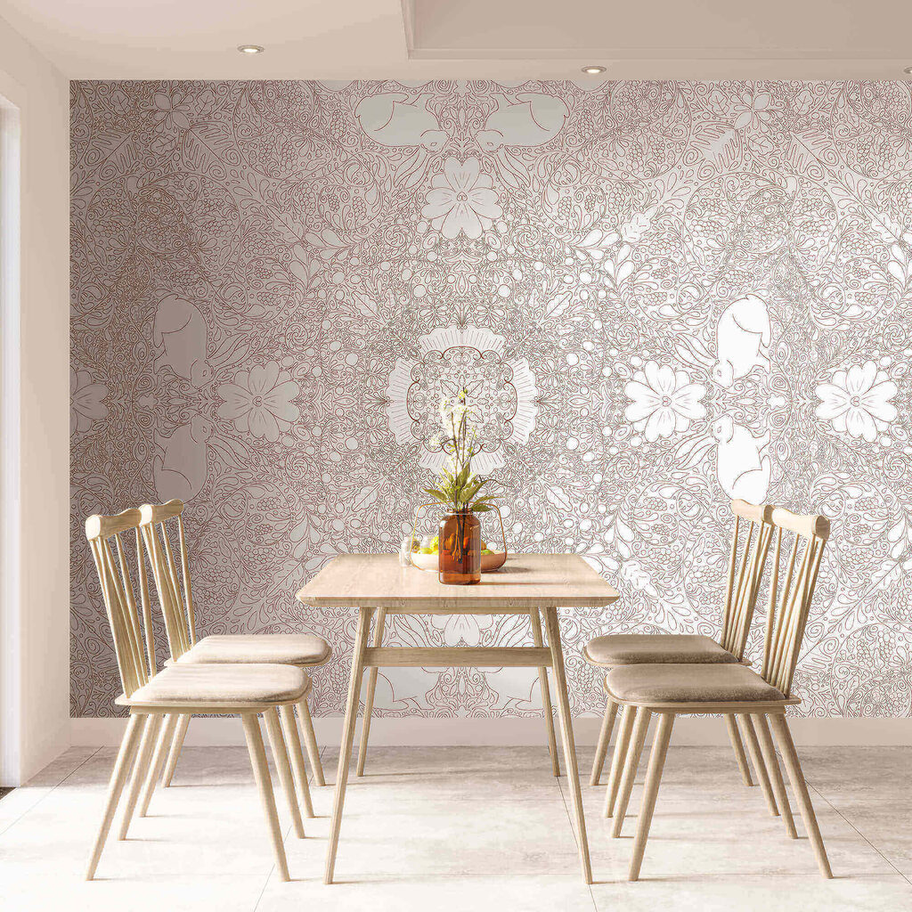 Fijn ornament in oudroze — interieur 2