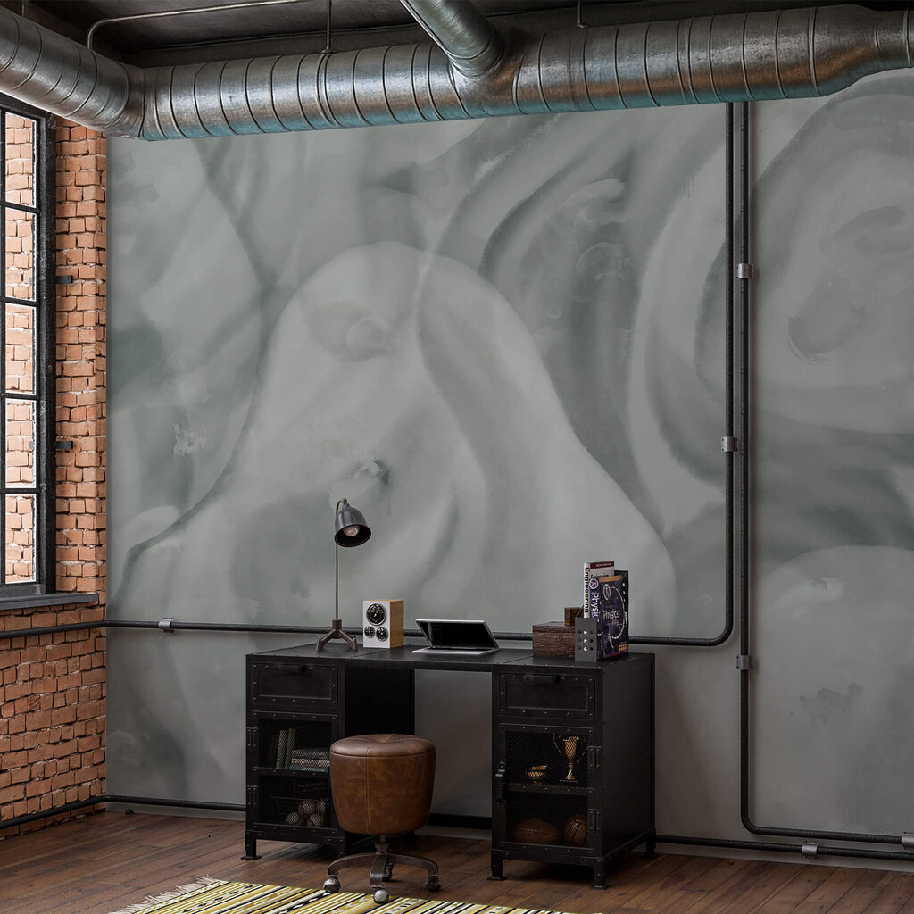 Groene vormen draaien rond — interieur 3