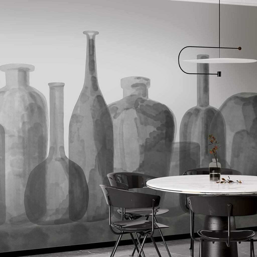 Flessen in grijze aquarel — interieur 3
