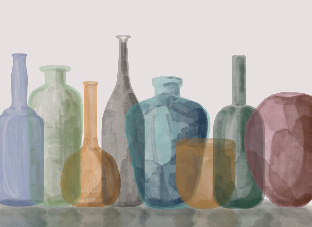 Groep glazen flessen — volledig ontwerp