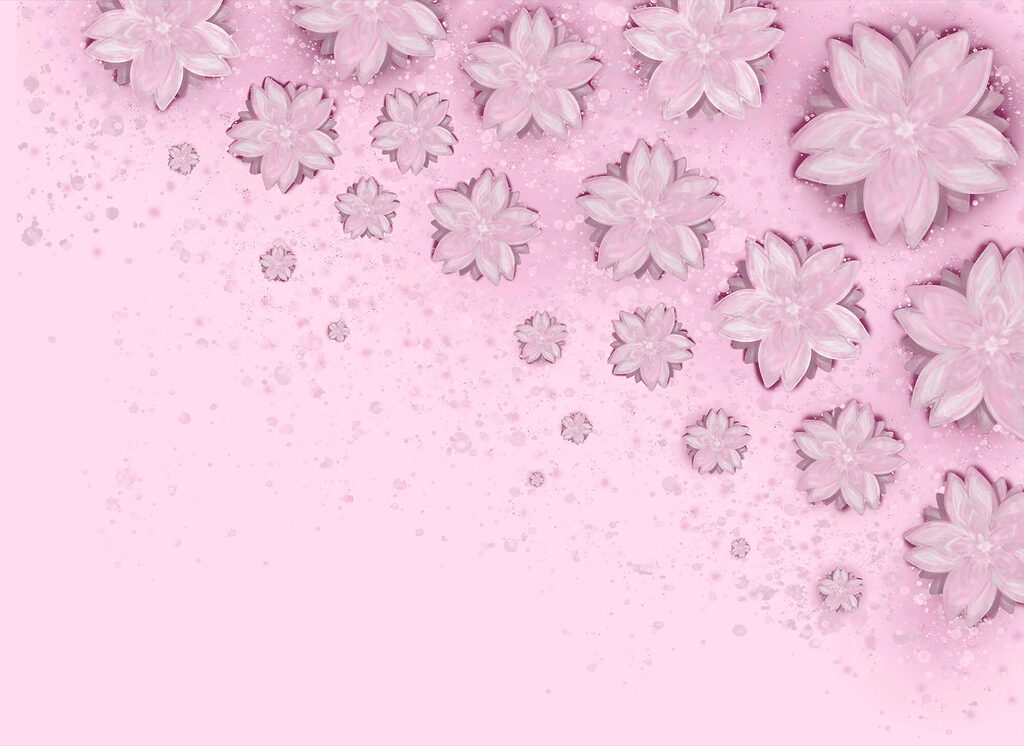 Roze bloemen waaieren uiteen — volledig ontwerp