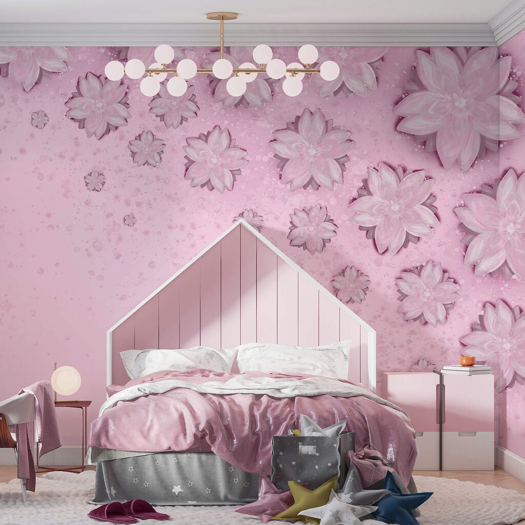 Roze bloemen waaieren uiteen — interieur 2