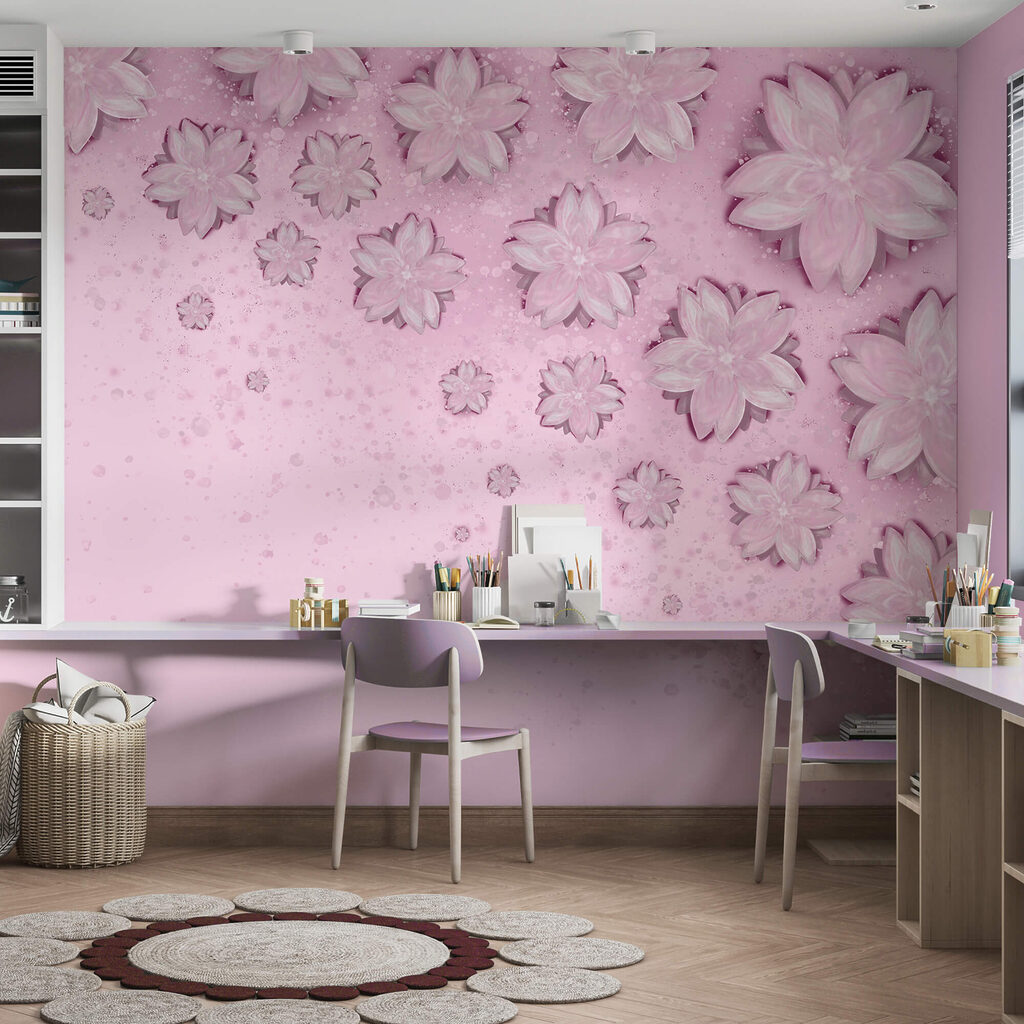 Roze bloemen waaieren uiteen — interieur 1