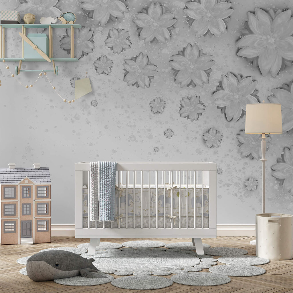 Witte bloemen dwarrelen neer — interieur 2