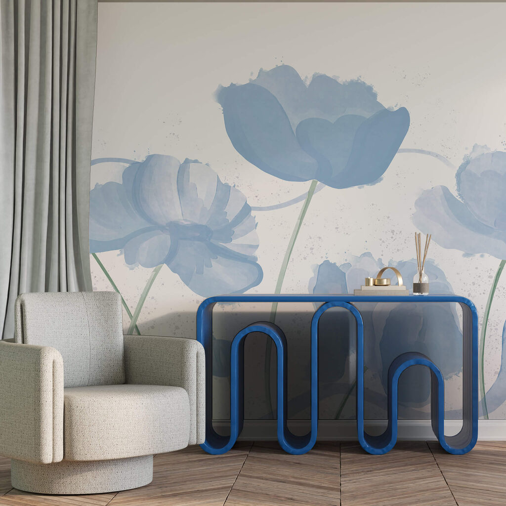 Blauwe kelken in aquarel — interieur 2