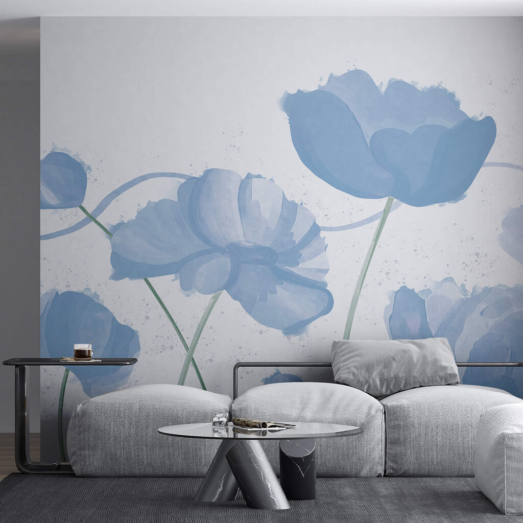 Blauwe kelken in aquarel — interieur 1