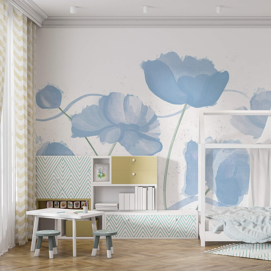 Blauwe kelken in aquarel — interieur 3