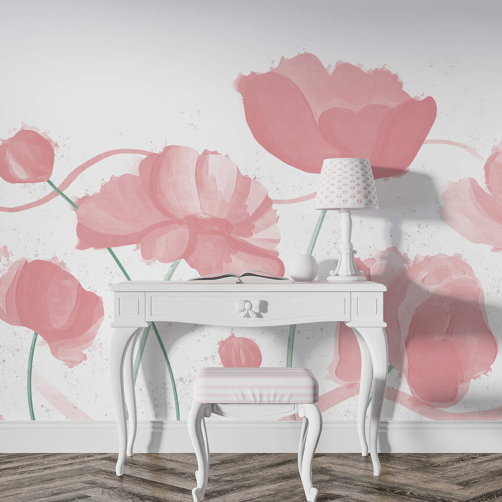 Zachtroze bloesems in zachte beweging — interieur 3