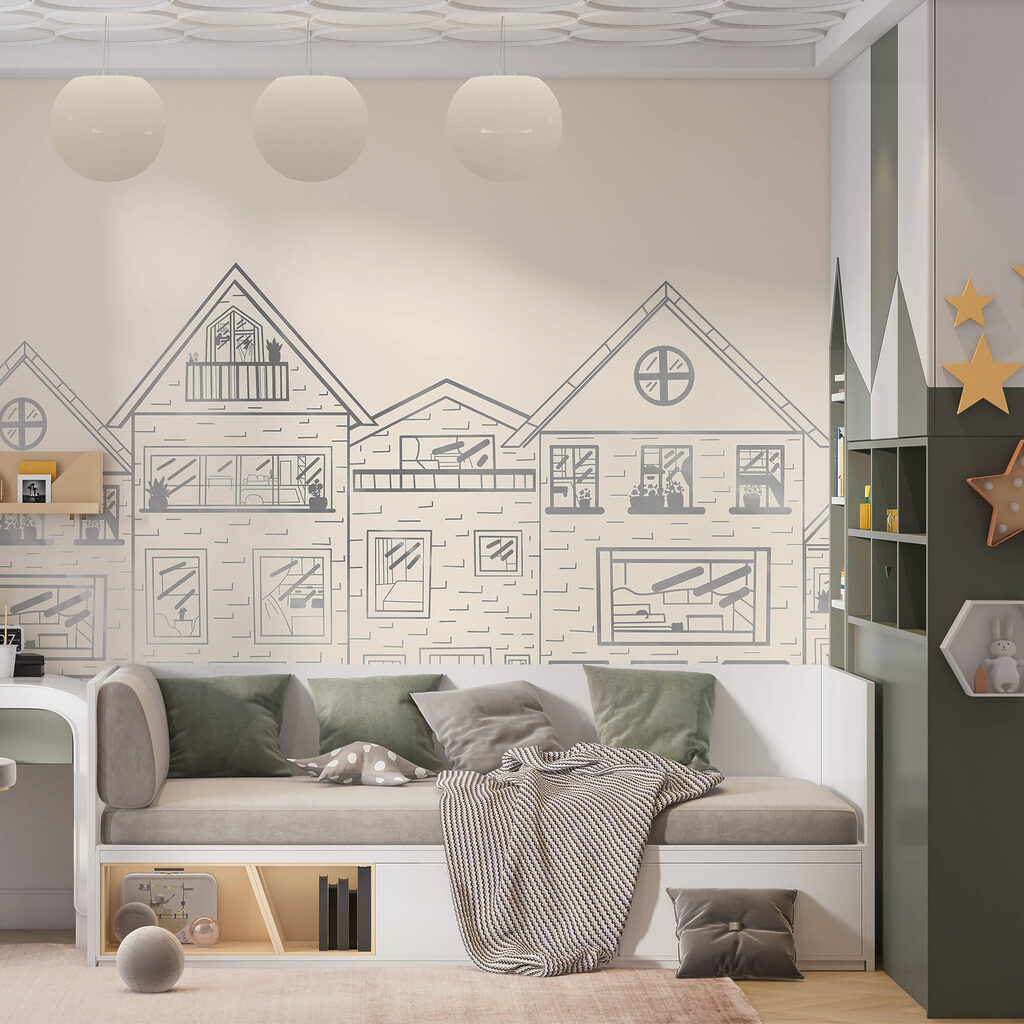 Gevels in fijne potloodlijnen — interieur 1