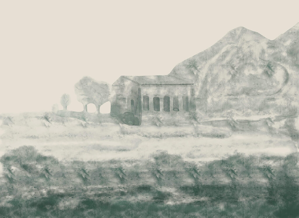 Tempel in het landschap — volledig ontwerp