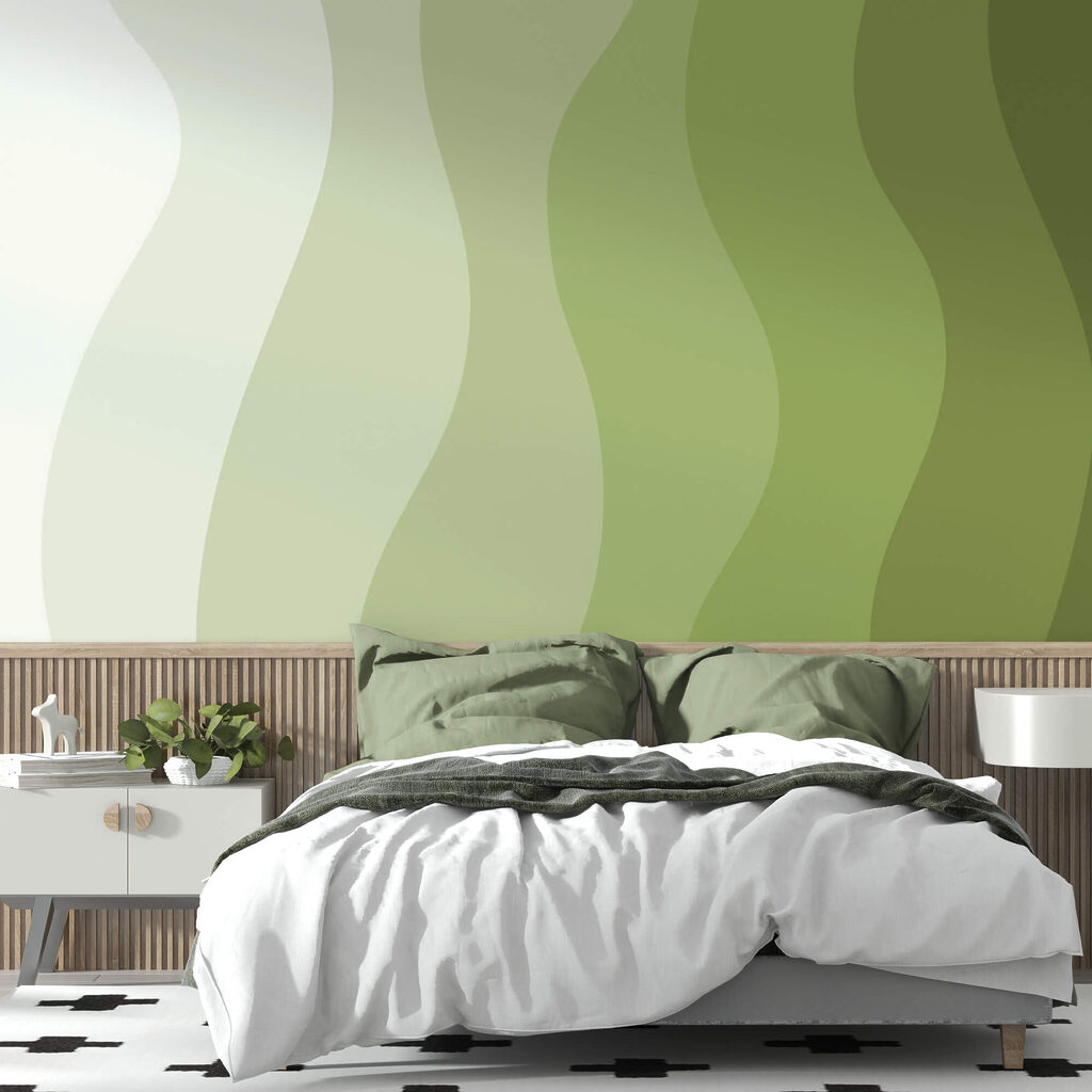 Groene en witte golvende lijnen — interieur 2
