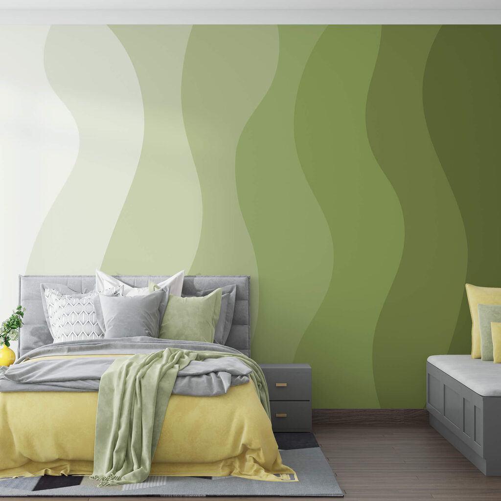Groene en witte golvende lijnen — interieur 1