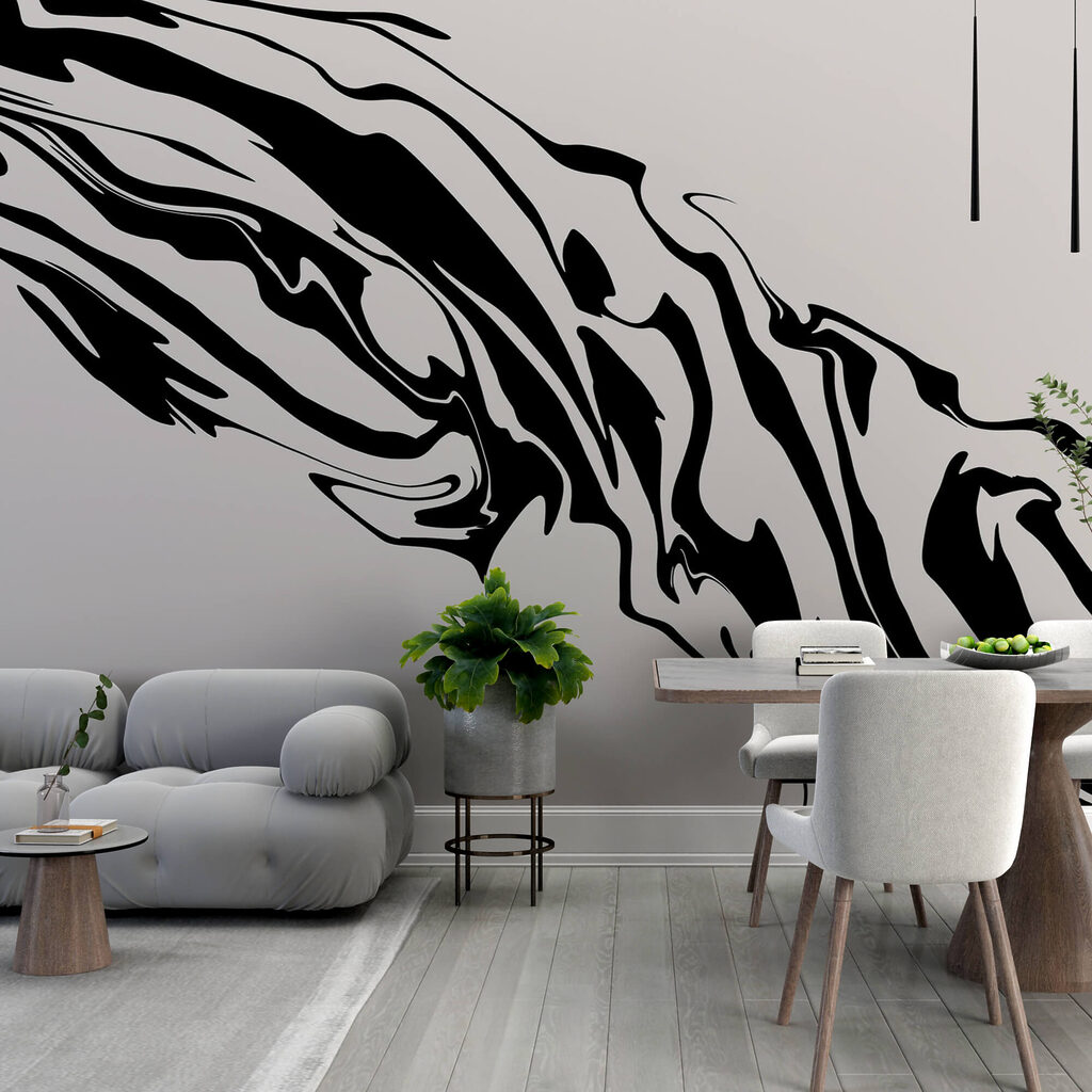 Zwarte strepen vloeien schuin — interieur 2