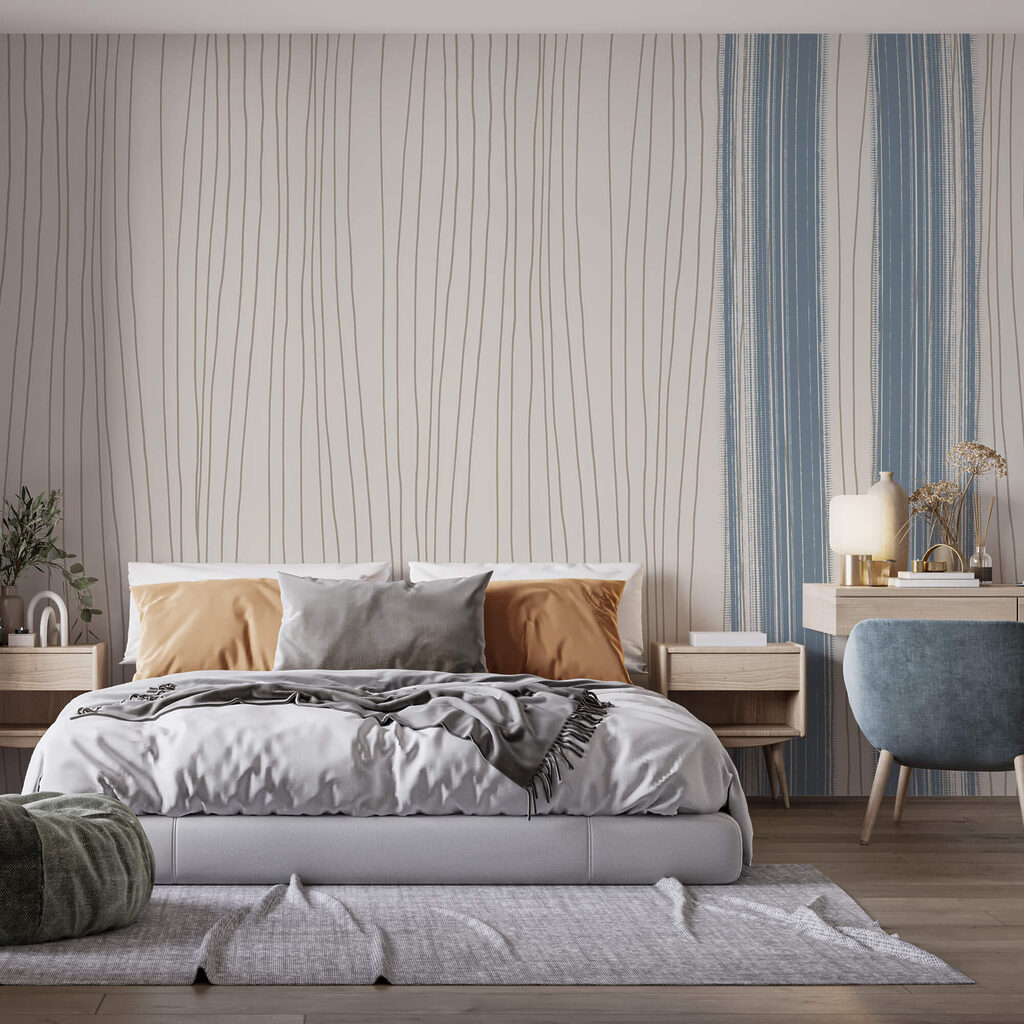 Dunne strepen met blauw — interieur 1