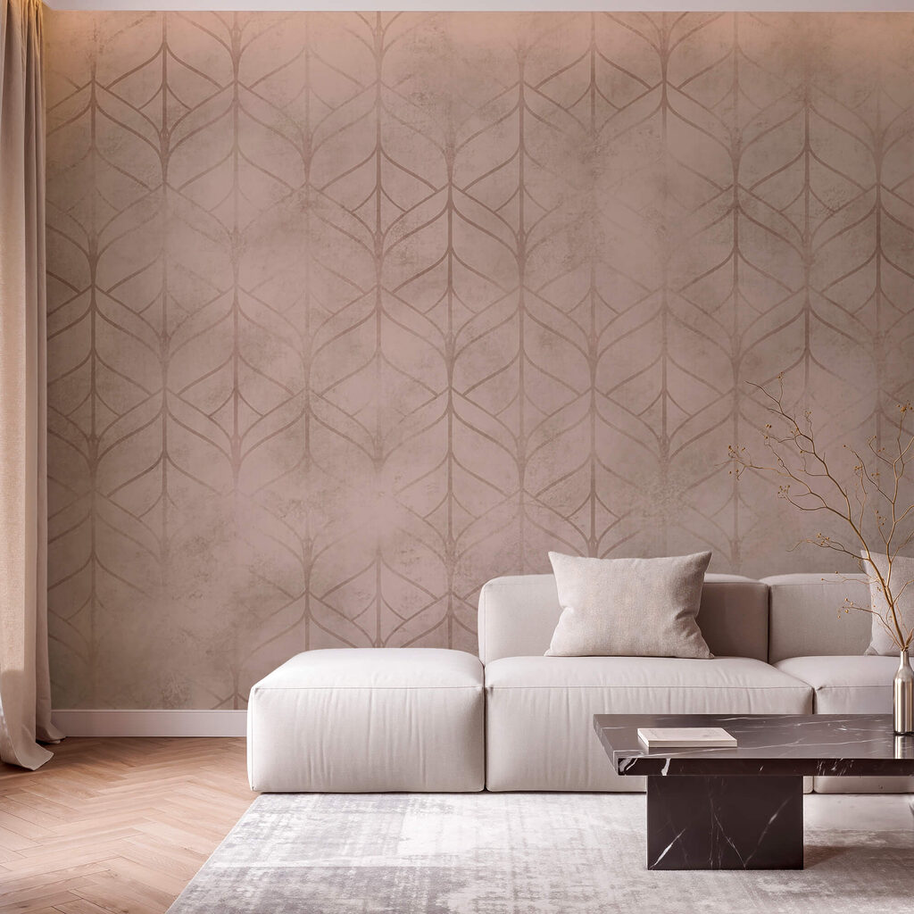 Roze en bruin patroon in een interieur