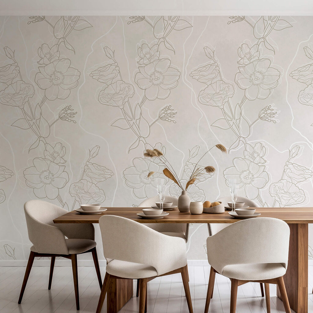 Bloemenranken in bleke contouren — interieur 2