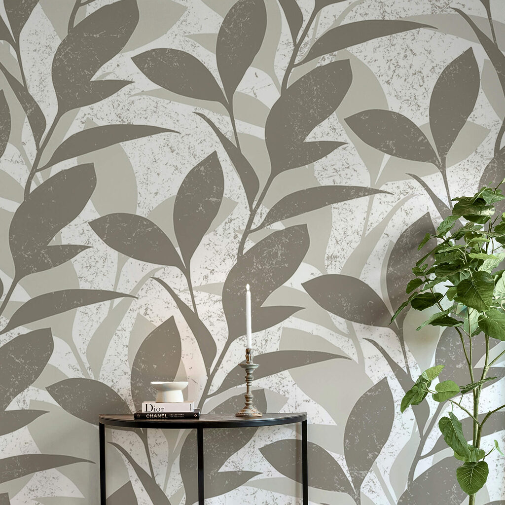 Grijze bladeren op wit — interieur 3