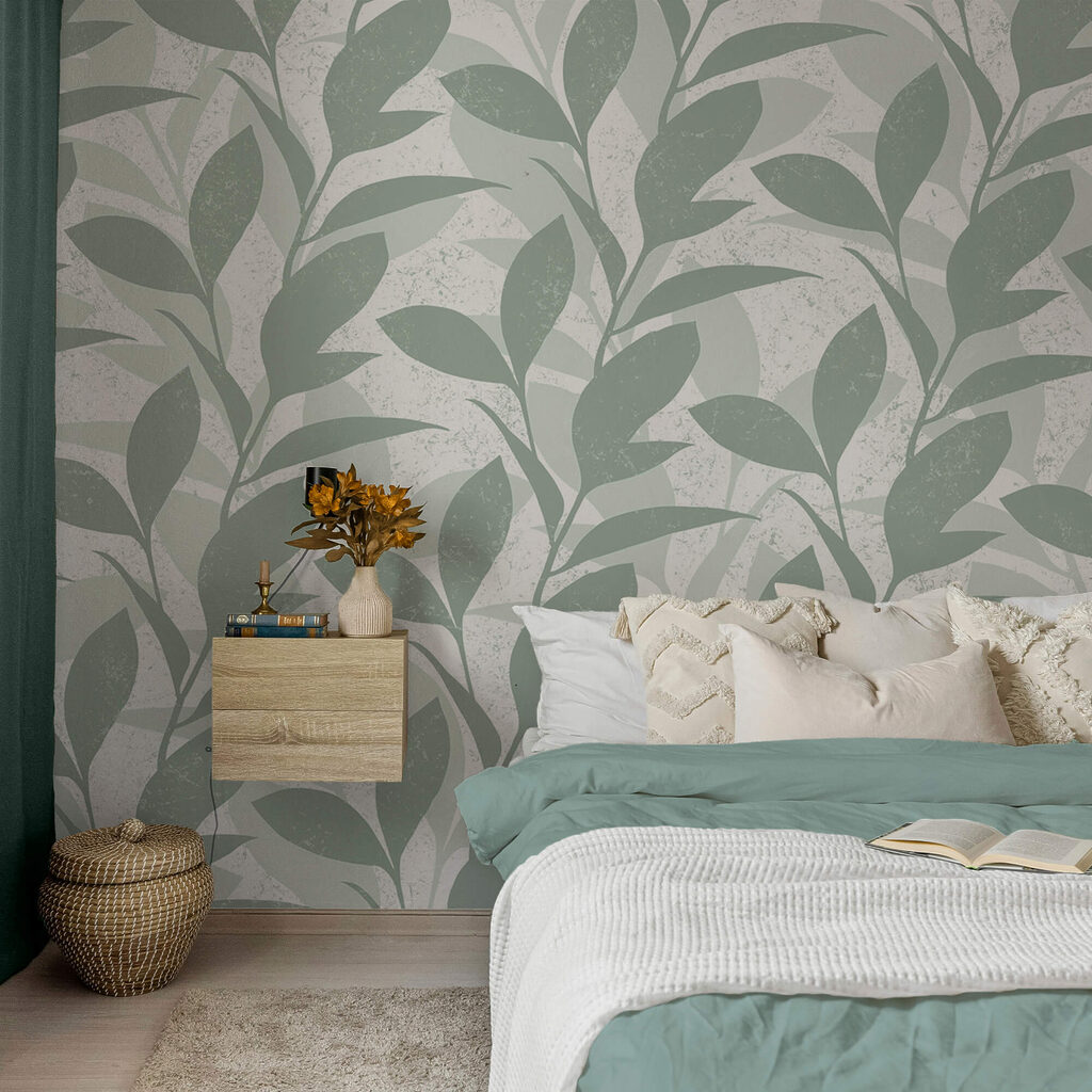 Patroon van bladeren op een witte achtergrond — interieur 2